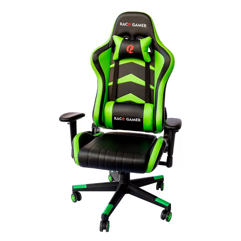 Cadeira PC Gamer Racer Profissional - Preto / Verde. A Melhor Cadeira PC Gamer. Qualidade Excepcional!