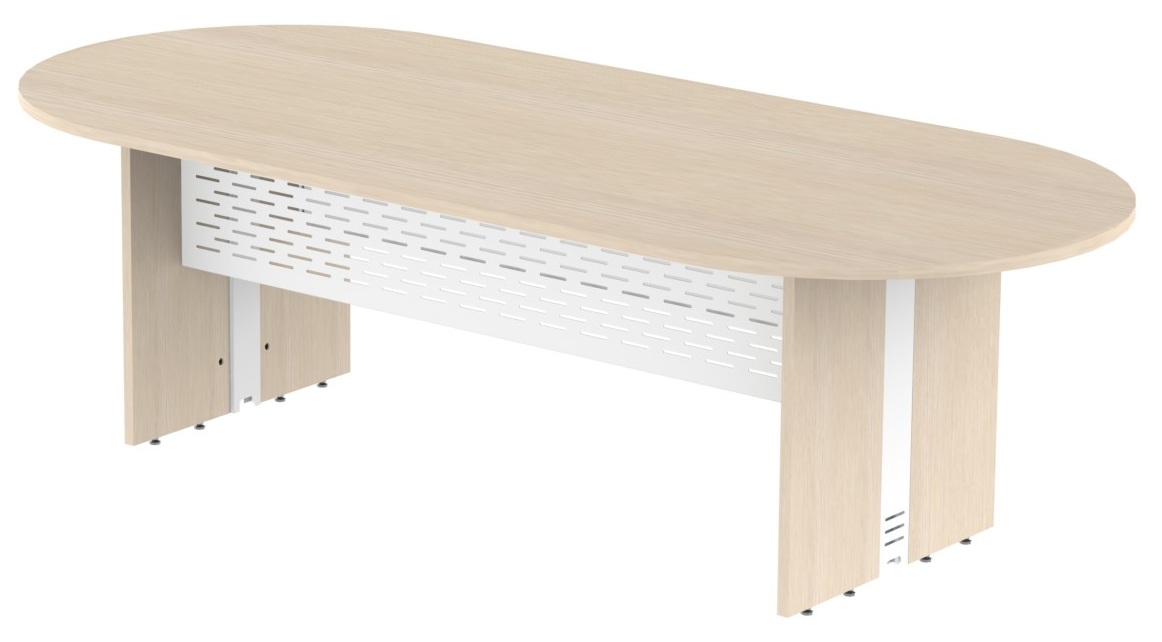 Mesa Reunião Escritório 10 Lugares L Painel Em Aço | Oval 2700 X 1100 - Atualle Impéria 25 Mm